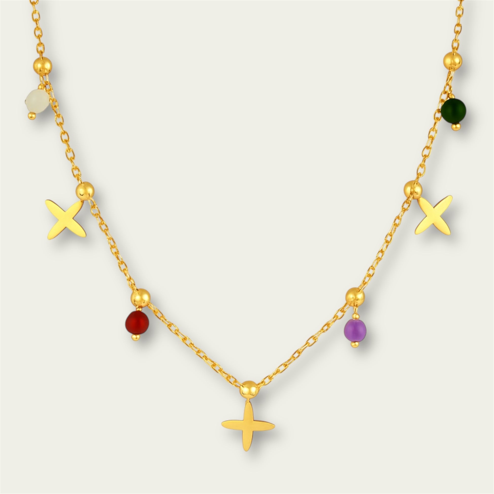Cross & Gemstone Necklace