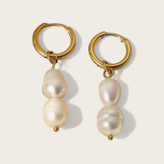 Double Pearls Hoops