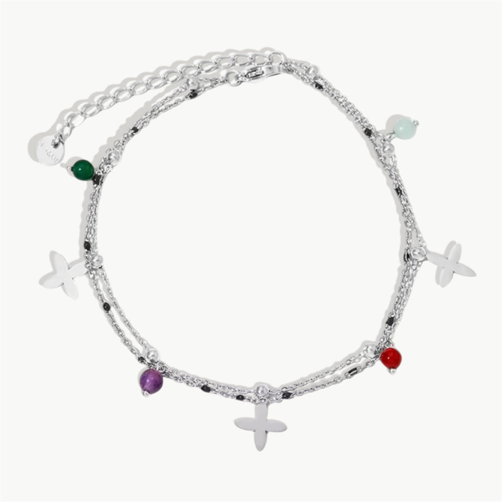Cross and Gemstone Anklet