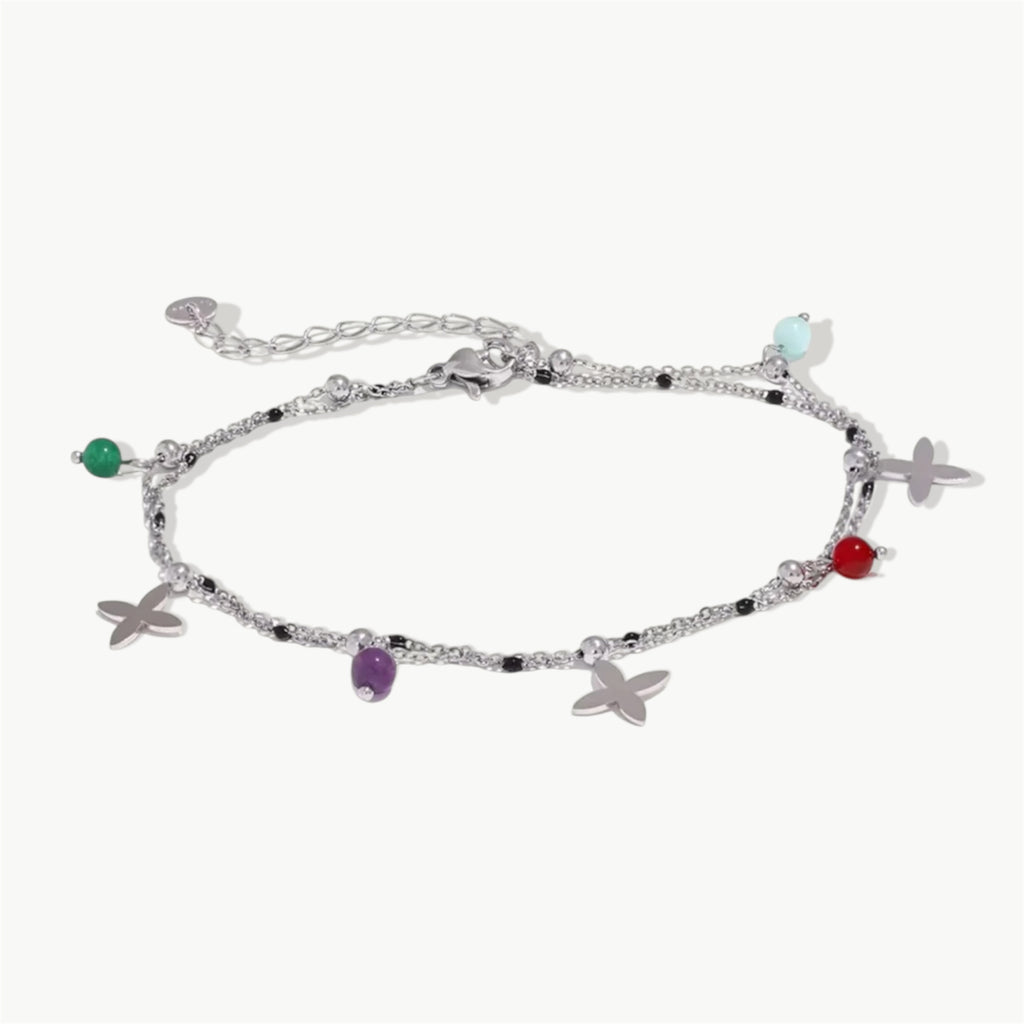 Cross and Gemstone Anklet