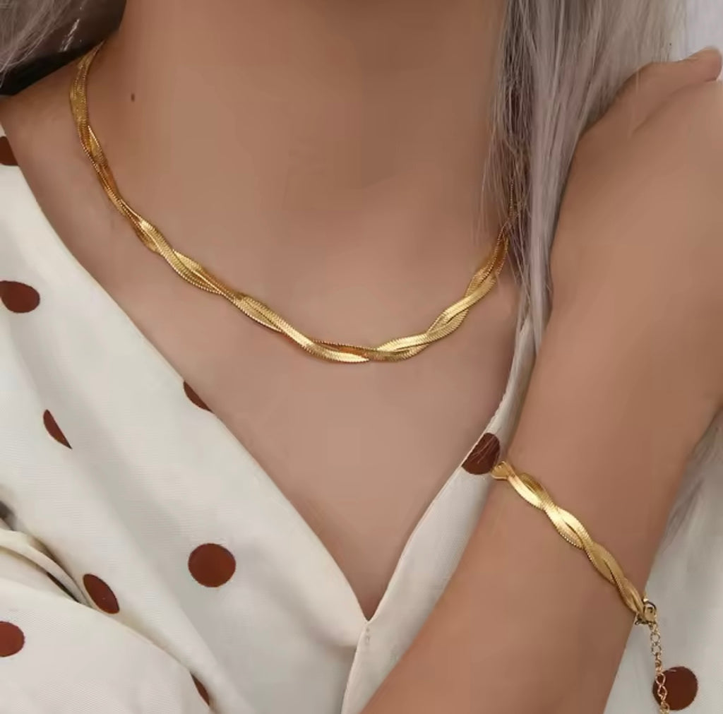 SET - Double Snake Necklace & Bracelet