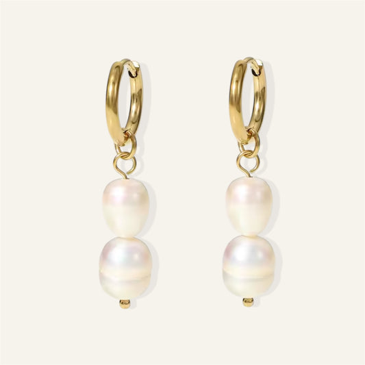 Double Pearls Hoops